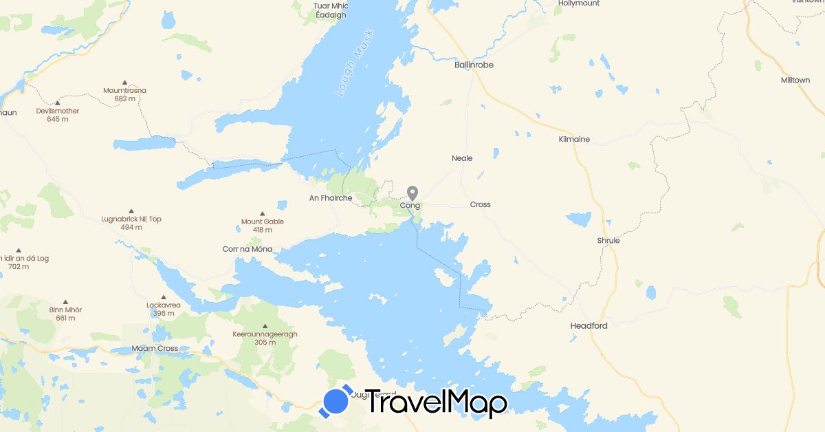 TravelMap itinerary: plane in Ireland (Europe)